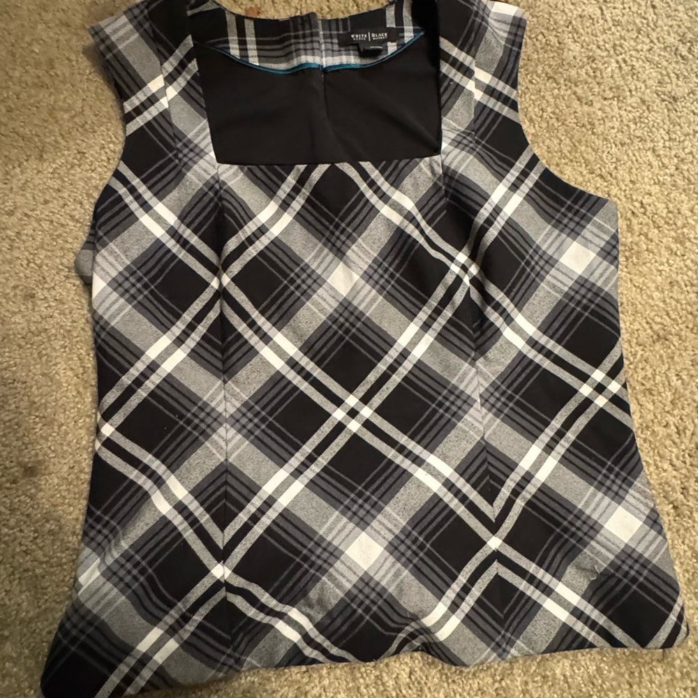 White House Black Market Plaid Sleeveless Top – Size 16 - Picture 4 of 8